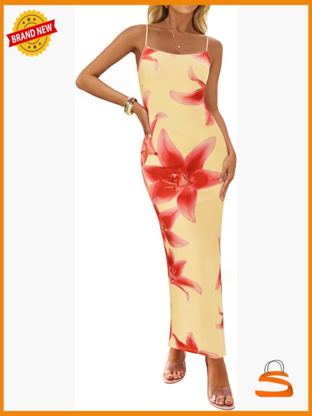 Women's Summer Bodycon Maxi Dress Spaghetti Straps Square Neck Sleeveless Boho